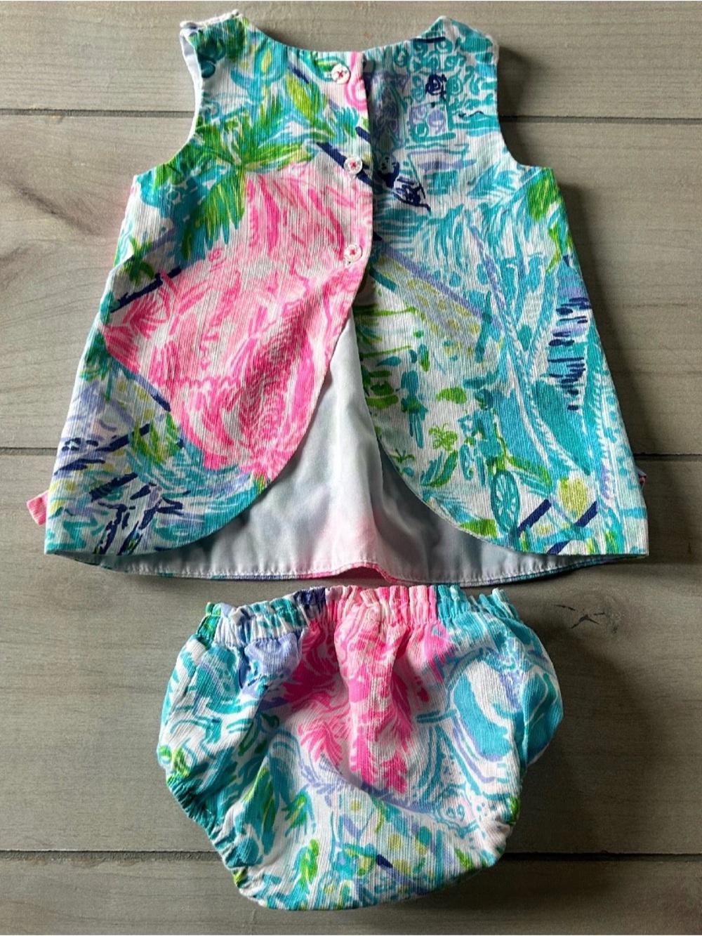 Lilly Pulitzer Elephant Trim Floral Tropical Open Back Dress & Bloomer - Picture 5 of 5